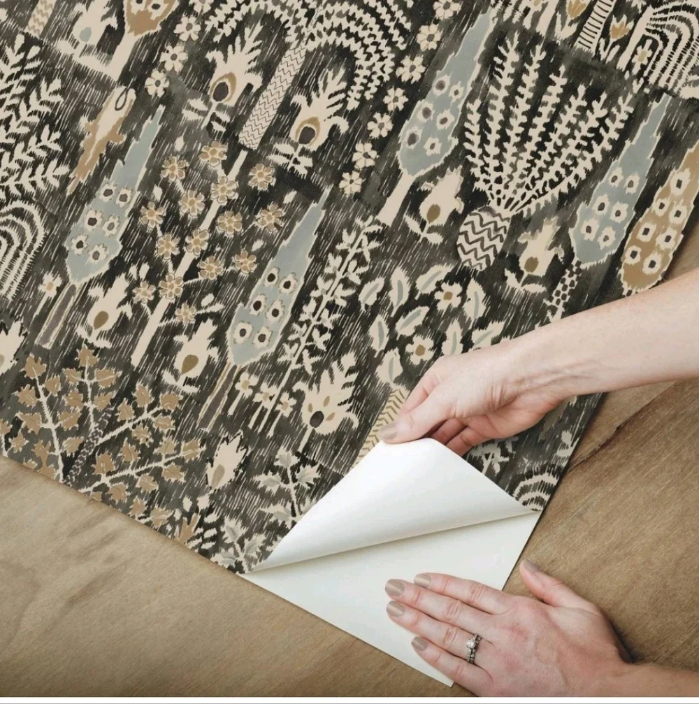 RoomMates Ikat Peel and Stick Wallpaper Black